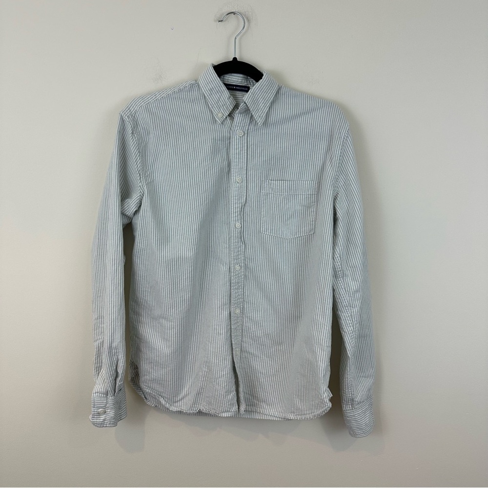 Brandy Melville Gray Striped Oxford Shirt One Size